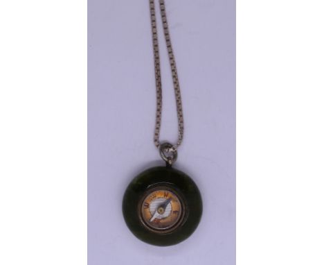 Silver &amp; moss agate compass pendent 