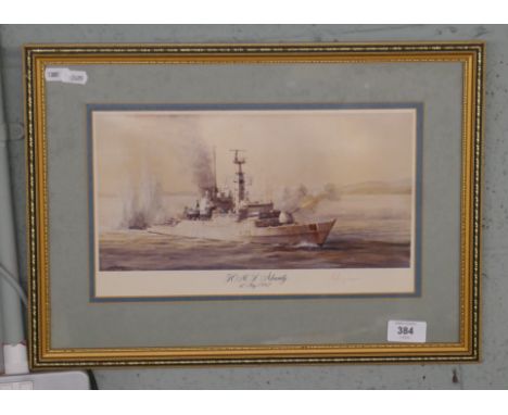 Signed print HMS Alacrity 