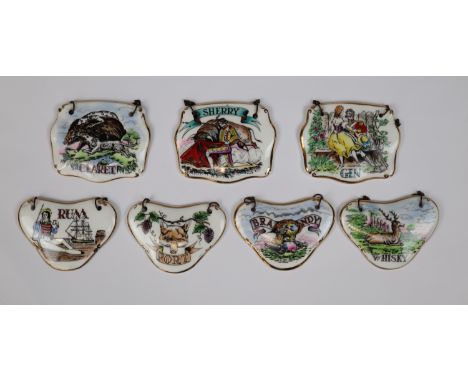 6 ceramic decanter tags by Royal Grafton 
