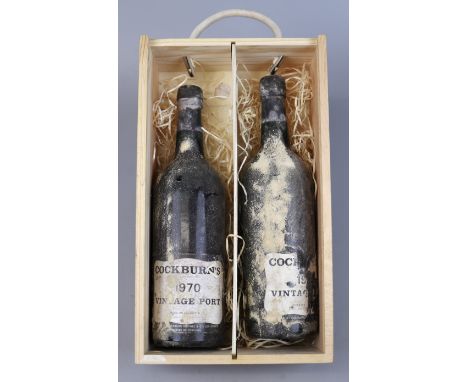 2 cased bottles of Cockburns vintage port dated 1970 