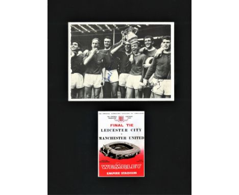 Noel Cantwell and Johnny Giles 16x12 mounted signature piece pictured includes signed photo celebrating Manchester Uniteds vi