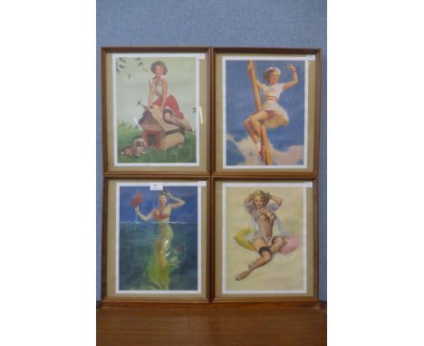 A set of four Gil Elvgren prints, framed 