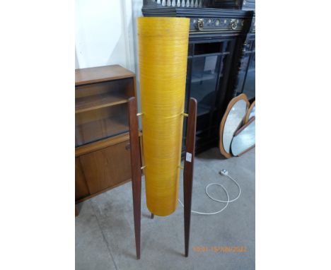 A teak and orange fibreglass rocket lamp 