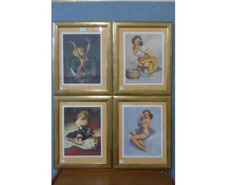 A set of four Gil Elvgren prints, framed 