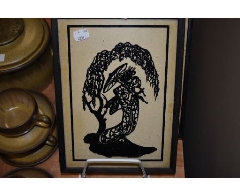 A silk screen needle work along with silhouette print and similar