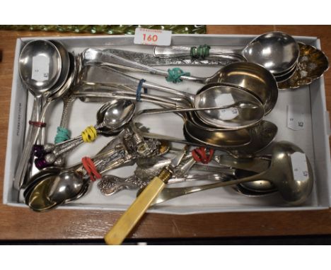 A selection of cutlery and table wares including Scotch thistle tea spoons