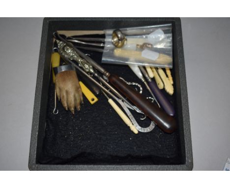 A 1930's taxidermy otters paw brooch, the chromed mount engraved K.D.O.H 'Dallam Tower' May 2 1935, sold together with a sele