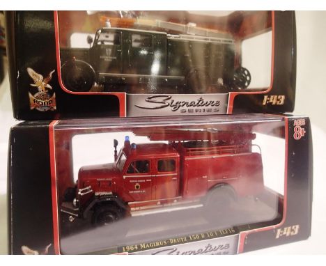 Two signature models 1/43 scale fire engine 1942 Magirus- Deutz S 3000 SLG and 1964 Magirus-Deutz 150 D, both in excellent co