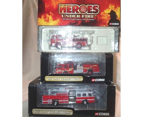 Three Corgi American fire engines US50805, 54802, 54901, all in very good condition, boxes have wear. P&amp;P Group 2 (£18+VA