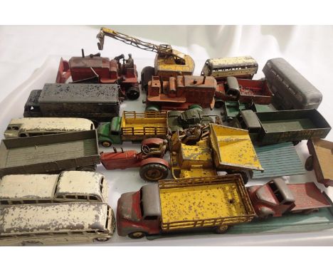 Twenty Dinky toys to include commercials, farming, buses all playworn, suitable for re-furbishment. P&amp;P Group 2 (£18+VAT 