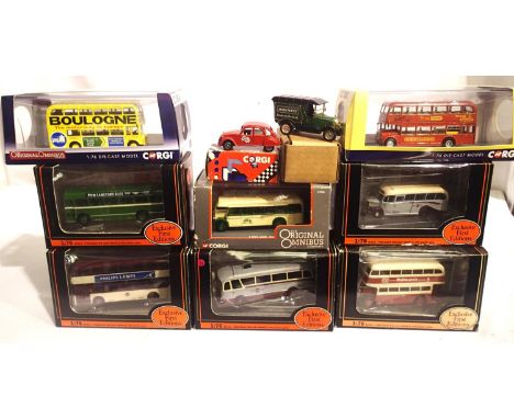 Eight EFE/Corgi OOC 1/72 scale buses to include Corgi OOC Hornby Centenary Year Routemaster, mostly excellent condition, wear