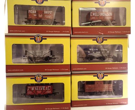 Six OO scale Oxford rail wagons, all different, near mint/ boxed. P&amp;P Group 1 (£14+VAT for the first lot and £1+VAT for s