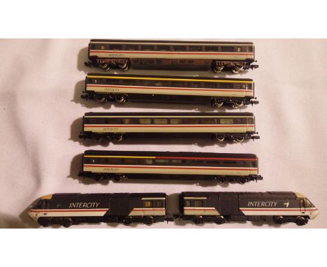 N gauge GRAFAR class 43 Intercity six car set comprising 43081 power car, missing glazing 43080, trailer car (repainted cab r