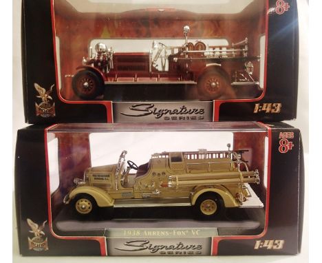 Two signature models 1/43 scale fire engines 1925 Ahrens-Fox N-S-4 and 1938 Ahrens-Fox VC, both in excellent condition, boxed