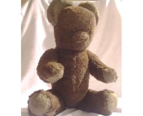 Dark brown vintage teddy bear swivel head and jointed arms and legs, H: 50 cm. P&amp;P Group 1 (£14+VAT for the first lot and