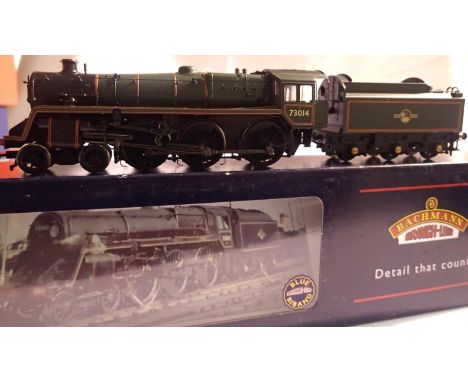 OO scale Bachmann 32-504 class 5, 73014 Green Late Crest, in excellent condition, detail fitted, box has wear. P&amp;P Group 