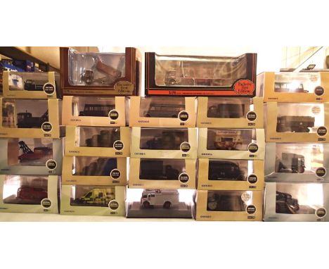 Twenty Oxford Diecast 1/76 scale vehicles to include military, fire etc and two EFE commercials, mostly in excellent conditio