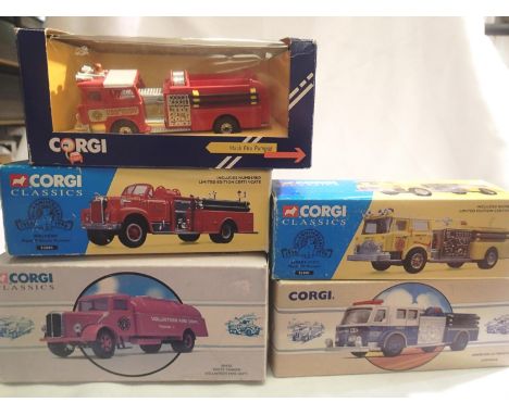 Five Corgi American fire engines, 98452, 52001, 52601, 97323, 11852, all in very good condition, wear to boxes. P&amp;P Group