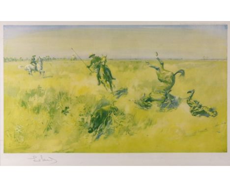 After Lionel Edwards, The Kadir Cup, signed in pencil 'Lionel Edwards' (in lower margin), colour print, 32 x 53cm, together w
