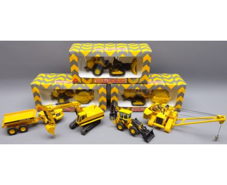 Tonka Construction diecast scale models: two Rollers and a Dozer boxed (3), 1:50 sclae Joal side jib Crane 224, Caterpillar 2