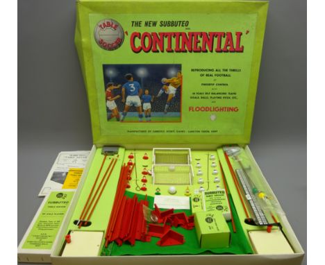 Subbuteo 'Continental' table football game Floodlighting, C1966, with additional Team, set JJ, FPT & Photographers, Trainer &