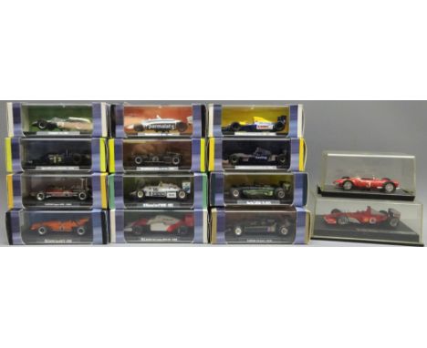 Collecton of Atlas Editions Grand Prix Legends of Formula 1 scale model 1960's-90's racing cars, Hot Wheels Michael Schuacher