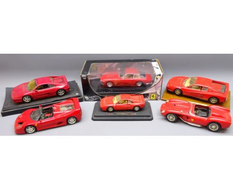 Mattel Hot Wheels 1:18 scale model of a Ferrari 250GT Berlinetta, boxed, F355 Berlinetta, Burago Testarossa, 1957 & 1984, F50