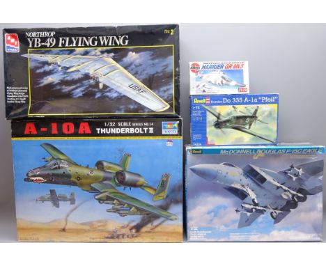 Trumpeter 1:32 scale model A-10A Thunderbolt, Ertl 1/72 Northrop, Revel 1/32 McDonnell Douglas, Revel 1:72 Dornier & Airfix 1