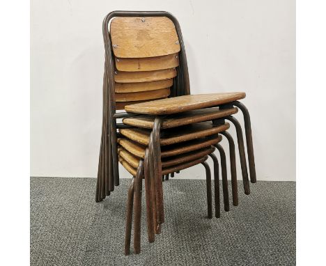 A set of six vintage stackable child's school chairs, individual H. 60cm.