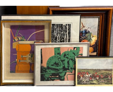 A pencil signed lithograph by RW Godfrey, frame size 48 x 62cm. Together with further lithographs and prints, largest 67 x 79