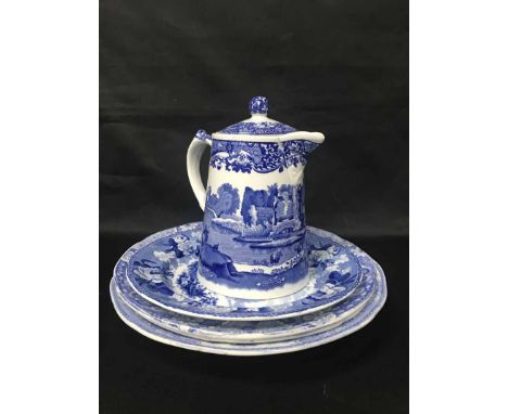 19TH CENTURY WEDGWOOD BLUE AND WHITE PLATEalong with two 19th century Spode soup plates and four other pieces of blue and whi