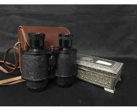 PAIR OF ZENITH FIELD BINOCULARSin original carry case, along with another pair of binoculars, jewellery casket, vintage therm