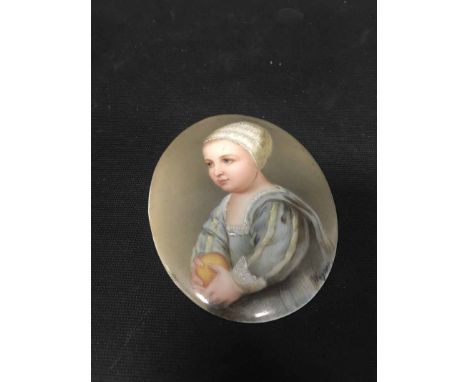 MID 19TH CENTURY AUSTRIAN HANDPAINTED CERAMIC PORTRAIT OVAL impressed mark to reverse