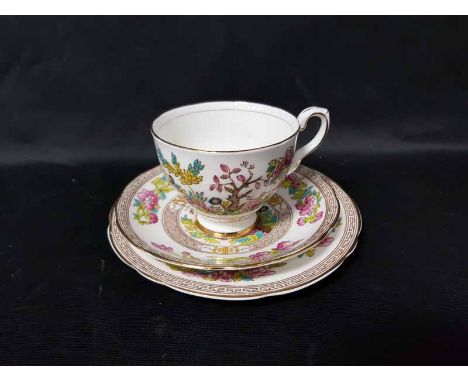 SUSIE COOPER TEA SERVICE along with a part tea service decorated with flowers and gilt; along with a table lamp similarly dec