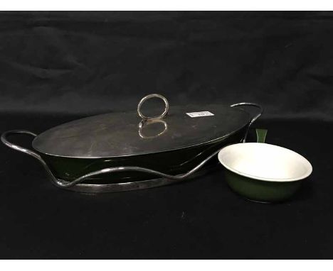 CERAMIC AND PLATED BREAKFAST DISHand six individual bowls 
