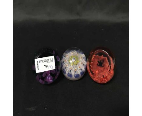 GLASS PAPERWEIGHTS including millefiori and Caithness examples (9)