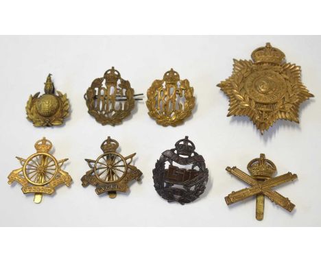 Quantity of 8x cap badges to include: 2x Army Cyclist Corps cap badge (12 spoke variant and 16 spoke variant), Tank corps, 2x