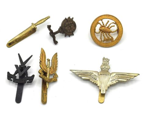 Small Quantity of Six Second World War British Special Forces cap badges to include Parachute Regiment with King's crown, Lon