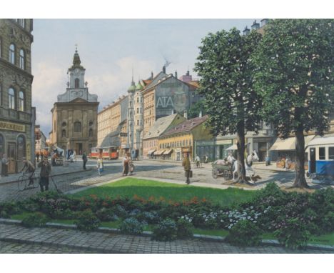Richard PokornyRauchfangkehrerkirche in WienAquarell auf Papier35,5 x 50,5 cm (Passep.-Ausschnitt)Signiert rechts unten: R. P