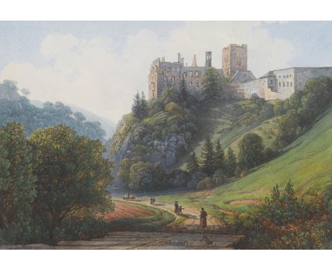 Thomas EnderBlick auf die Ruine Rauhenstein bei BadenAquarell auf Papier15 x 21,5 cm (Passep.-Ausschnitt)Signiert unten mitti