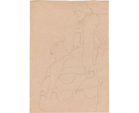 Gustav KlimtSitzende mit Pelzboa, Studie für das Bildnis Fritza Riedlerum 1904Schwarze Kreide auf Papier; gerahmt45 x 32 cmNa