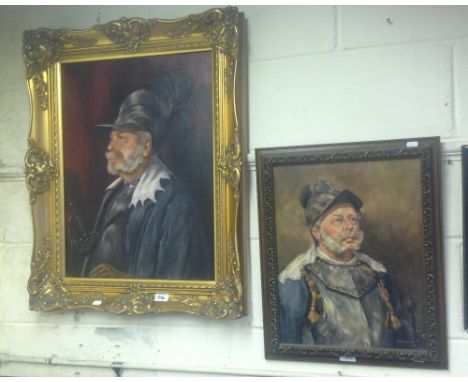 P. A. Maynard: A portrait of a man in armour, oil on board, dated 1982, together with another similar