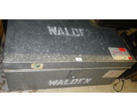A galvanised metal trunk 