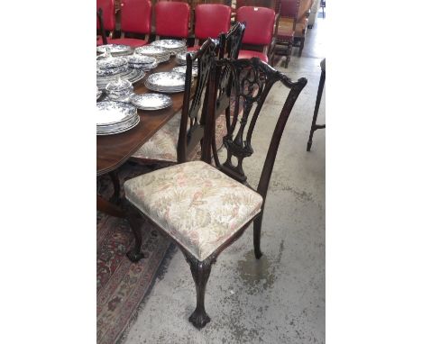 A set of six mahogany Chippendale style dining chairs