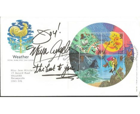 Maya Angelou signed 2001 Weather FDC  inscribed Joy the best to you. Died 2014 American author, poet, and civil rights activi