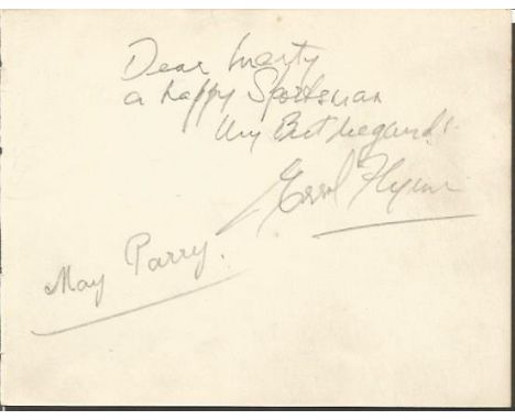 Errol Flynn signed vintage album page. Dedicated to Marty.  Good condition.   All signed items come with a Certificate of Aut