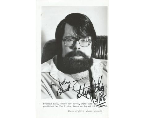 Film Collection Stephen King signed 7 x 5 b/w portrait photo to John, slightly smudged Tommy Steel signed photo. Printed Dori