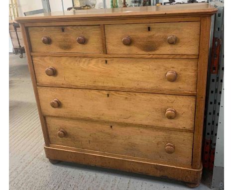 Early 20th century light oak chest of 2 short, 3 long drawers