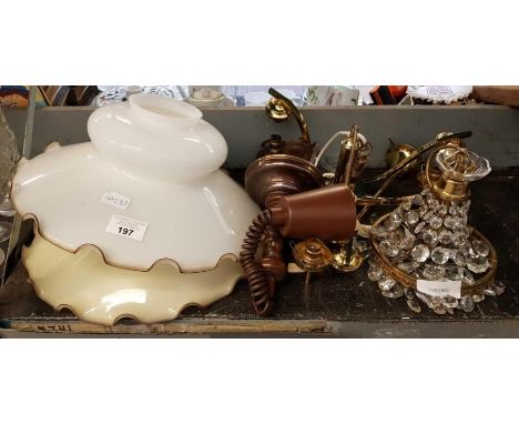 Various retro &amp; modern light fittings to include glass shades