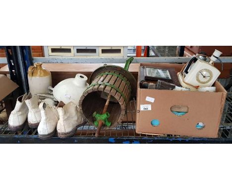 Vintage shoes, industrial light fittings, cider press &amp; other items